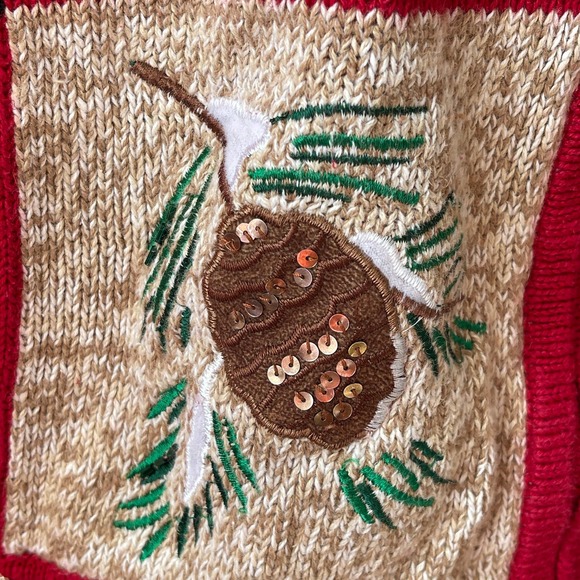 VINTAGE Y2K Tiara International Winter Botanical Ugly Christmas Sweater Sz 18/20 - Picture 5 of 5